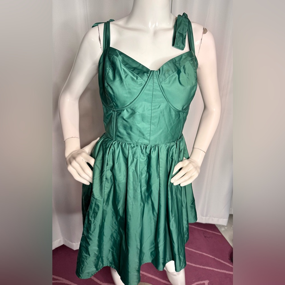 NWT Johnny Wujek Sleeveless Fit + Flare Dress, Hunter Green - Picture 4 of 12